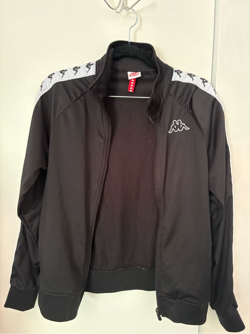 Kappa Black Track Jacket with White Shoulder Tape